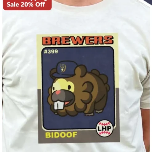 Milwaukee Brewers Pokemon Bidoof Vintage Baseball Card Graphic Tee