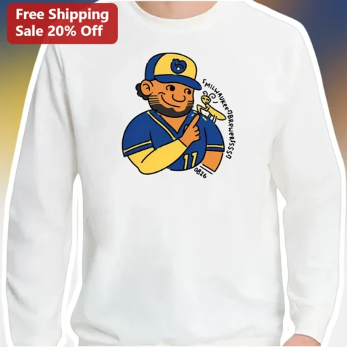 Milwaukee Brewers Vintage Mascot Cartoon Sweatshirt Funny Baseball Fan Gift