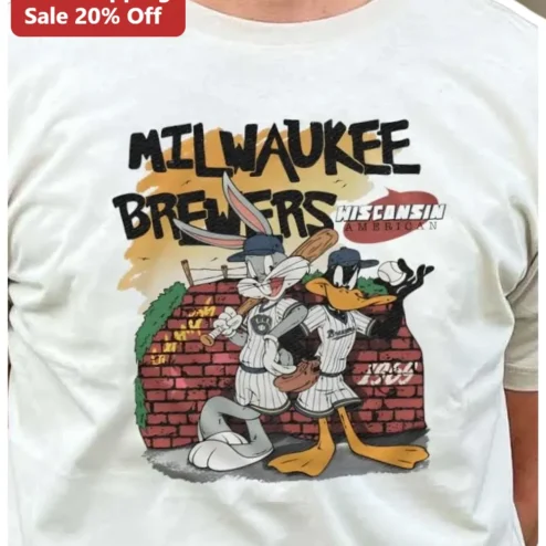 Milwaukee Brewers Wisconsin American Bugs Bunny Daffy Duck Vintage Baseball Graphic Tee