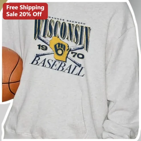 Milwaukee Brewers Wisconsin Baseball Vintage Retro Sweatshirt MLB Fan Gear Apparel