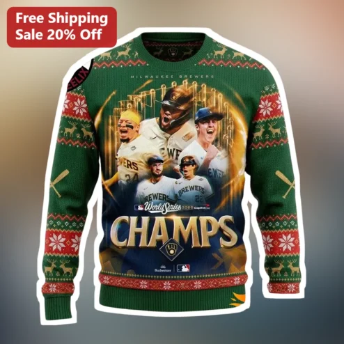 Milwaukee Brewers World Series Champs Sweater 2026 First Ever Title Ugly Christmas Fan Gift