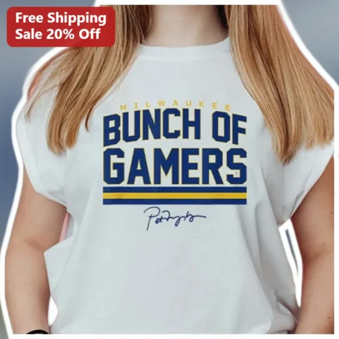 Milwaukee Bunch of Gamers Tee Funny Varsity Style Baseball Gaming Squad Shirt Gift for Milwaukee Locals and Gamers