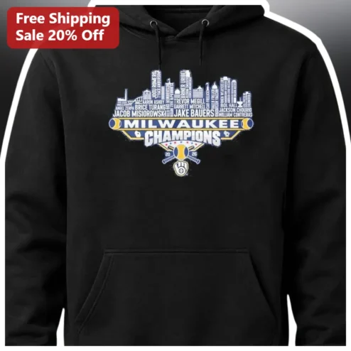 Milwaukee Champions Hoodie Baseball Team Roster Skyline Victory Sweatshirt Fan Gear
