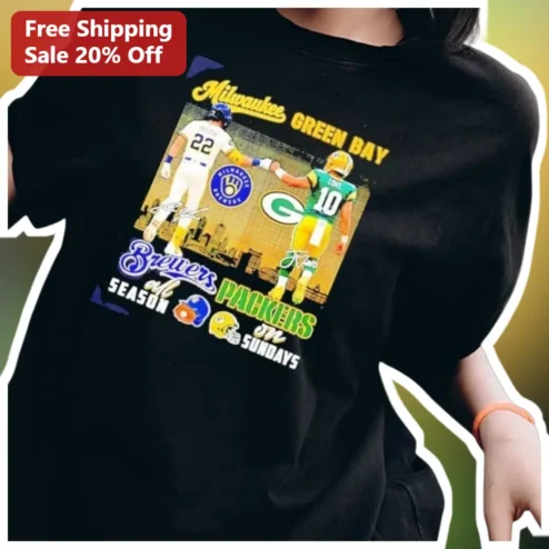 Milwaukee Green Bay Brewers and Packers Season Sundays Tee