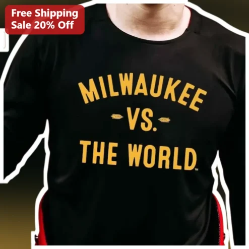 Milwaukee Vs. The World Long Sleeve Shirt Men Black Athletic Crew Neck Gift