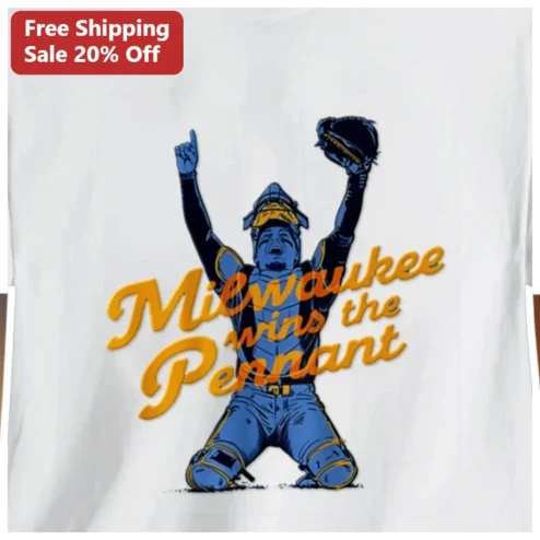 Milwaukee Wins the Pennant Retro Baseball Catcher Tee for Brewers Fans