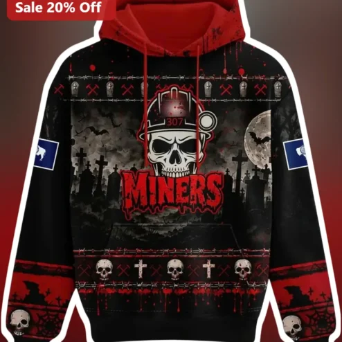 MINERS Halloween Spooky Skull Hoodie Coal Miner Gift for Men Women