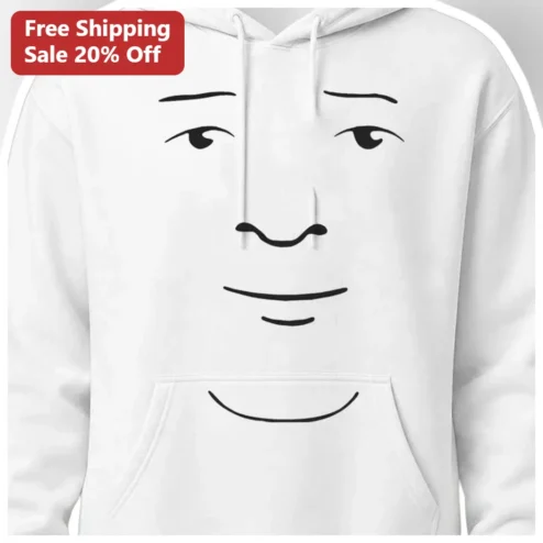 Minimalist Line Art Face White Pullover Hoodie Quirky Streetwear