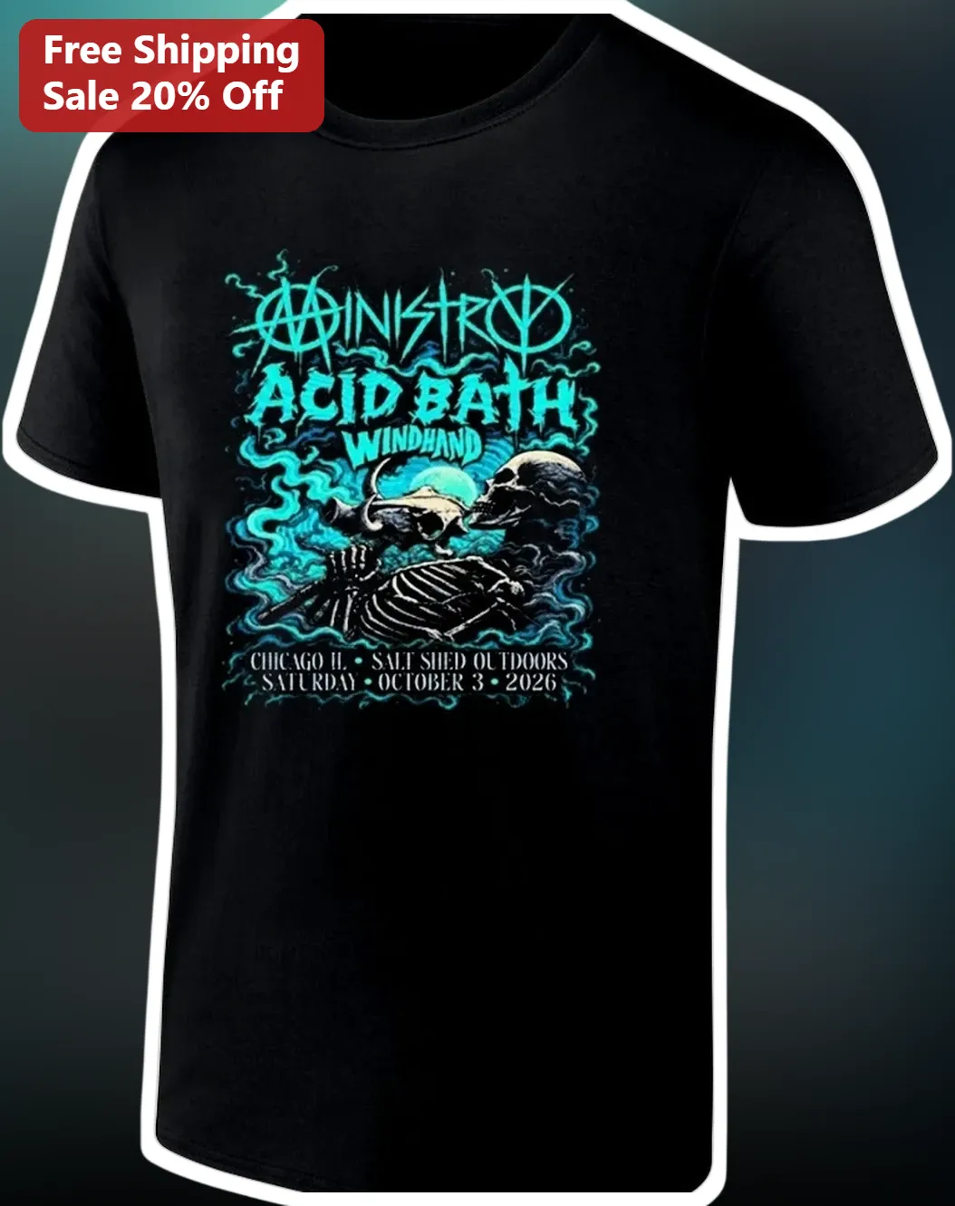 Ministry Acid Bath Windhand Salt Shed Outdoors Chicago Oct 3 2026 Metal Concert Tee