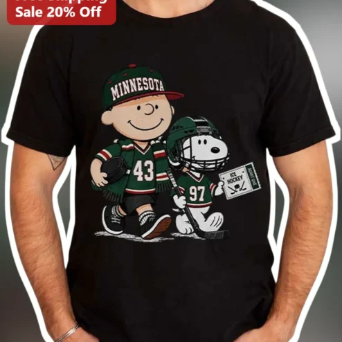 Minnesota Charlie Brown Snoopy Hockey Graphic Tee