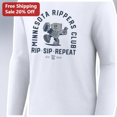 Minnesota Ripper Club Rip Sip Repeat Long Sleeve Tee Vintage Supper Club Gift