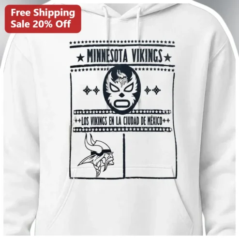 Minnesota Vikings Los Vikings En La Ciudad De Mexico Hoodie Lucha Libre Aztec Design NFL International Series Pullover