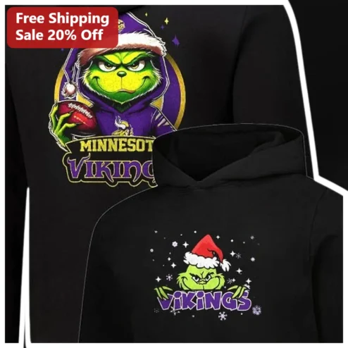 Minnesota Vikings The Grinch Holiday Pullover Hoodie NFL Christmas Gift