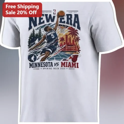 Minnesota vs Miami New Era Opening Week 2026 Tee Anthony Edwards Timberwolves Heat Basketball Fan Shirt