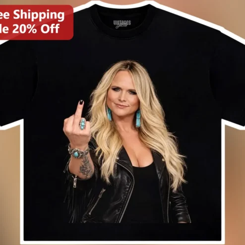 Miranda Lambert Graphic Tee Edgy Country Singer Portrait Black Cotton Shirt