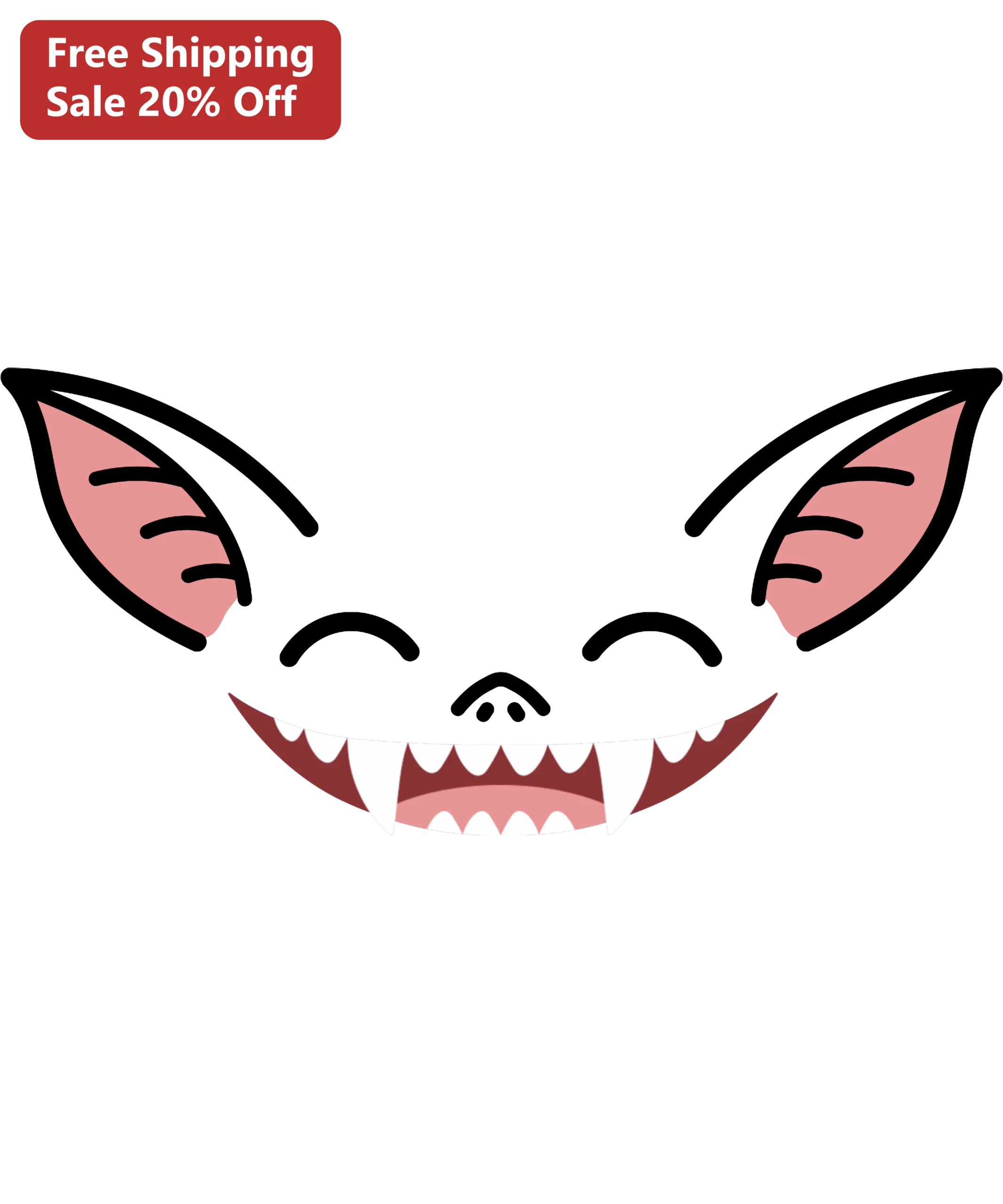 Mischievous Grinning Cat Face Decal Kawaii Vampire Cat Vinyl Sticker for Laptop Car Gift