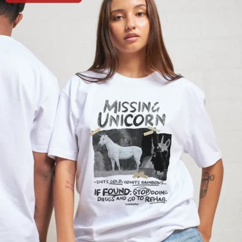 Missing Unicorn Shits Gold Vomits Rainbows Funny Graphic Tee Gag Gift Shirt