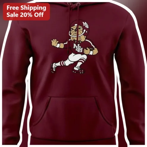 Mississippi State Bulldogs Hoodie Vintage Retro Mascot Football Pullover for Men Women College Fans