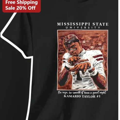 Mississippi State University Kamario Taylor Be Safe Be Smooth Football Fan Tee