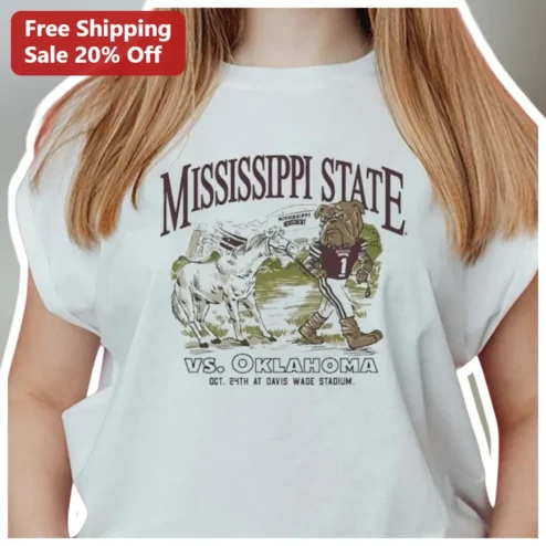 Mississippi State vs Oklahoma Oct 24 Davis Wade Stadium Football Tee Vintage Bulldogs Sooners Game Day Shirt