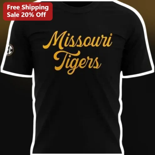 Missouri Tigers Vintage Ringer Tee Mizzou Collegiate Fan Gear Black Cotton Shirt