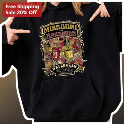 Missouri vs Kansas Halloween Hoodie Mizzou Tigers KU Jayhawks Rivalry Skeleton Football Fan Gift