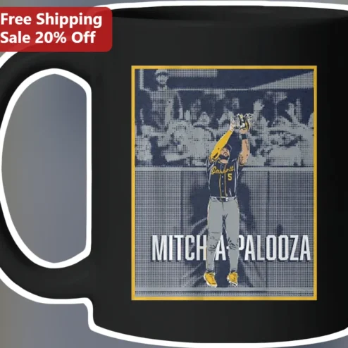 Mitch A Palooza Mug Mitch Haniger Baseball Fan Gift Vintage Halftone Design