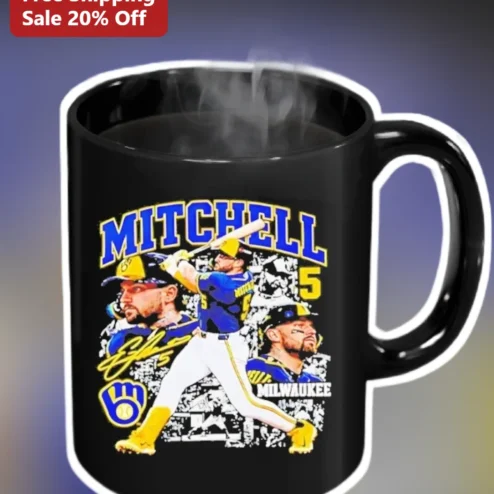 Mitchell Milwaukee Mug Christian Yelich Signature Black Ceramic Coffee Cup for Brewers Fans