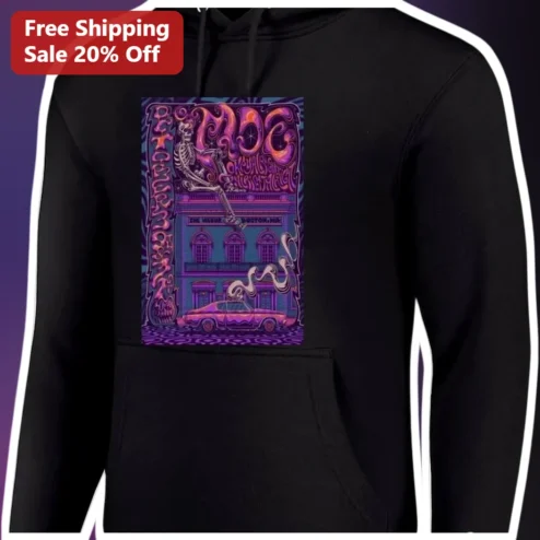 MOG Okay Its On The Historic Hoodie Psychedelic Skeleton Guitar Rock Merch