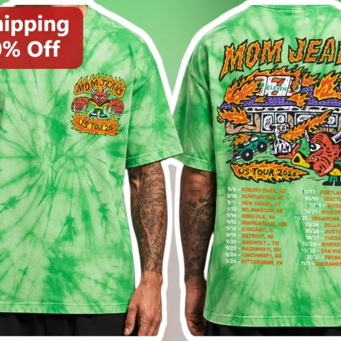 Mom Jeans US Tour 2026 Green Tie Dye Band Tee Pop Punk Concert Merch