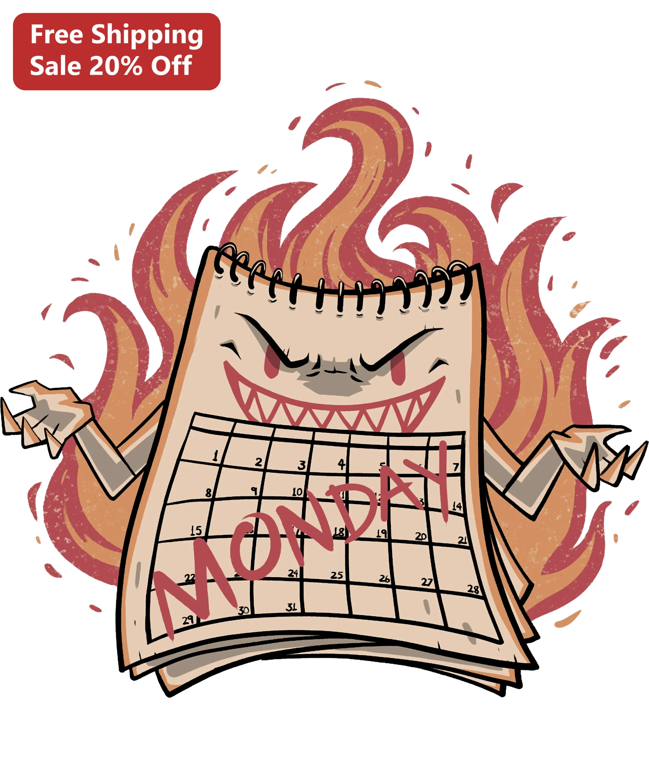 Monday Demon Funny Graphic Tee for Office Workers Who Hate Mondays