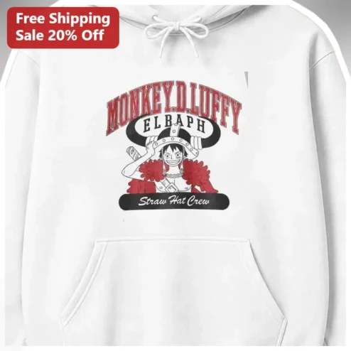 Monkey D. Luffy Elbaph Straw Hat Crew Hoodie One Piece Gear 5 Anime Merch Gift