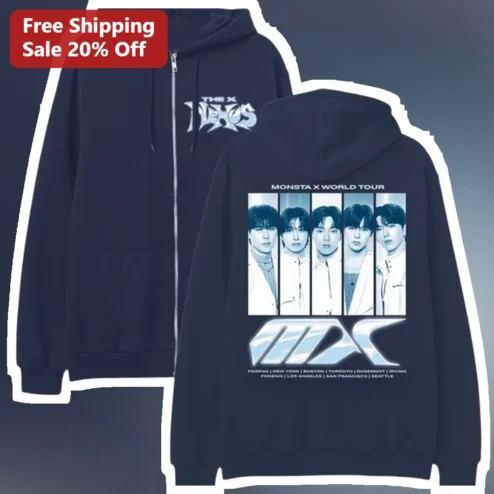 Monsta X The X Nexus World Tour Zip Up Hoodie Kpop Concert Merch