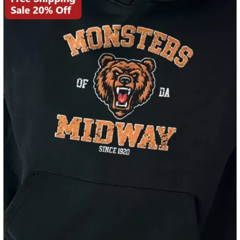 Monsters of da Midway Vintage Bear Hoodie Retro Collegiate Graphic Sweatshirt