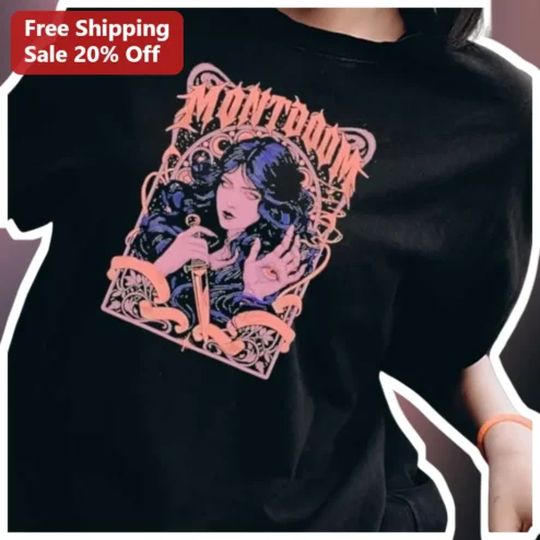 MONTDOOM Gothic Dagger Art Tee Dark Fantasy Metal Band Style Shirt