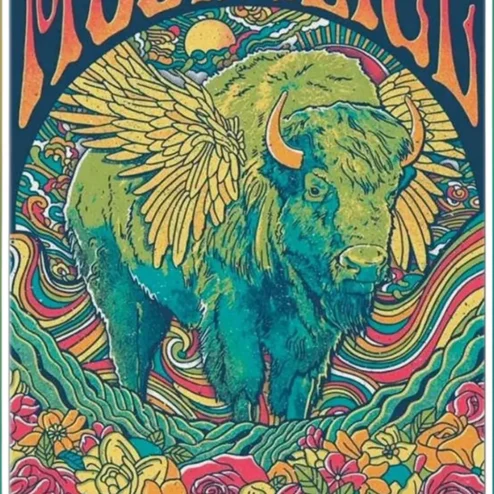 Moonalice Hardly Strictly Bluegrass Poster Psychedelic Winged Buffalo Art Print San Francisco Music Festival Wall Decor