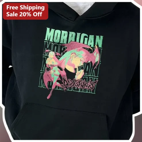 Morrigan Darkstalkers Hoodie Morrigan Aensland Retro Gaming Anime Streetwear Pullover for Men Women