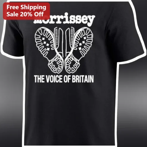 Morrissey The Voice of Britain Tee Indie Rock Smiths Fan Gift Black Cotton Shirt