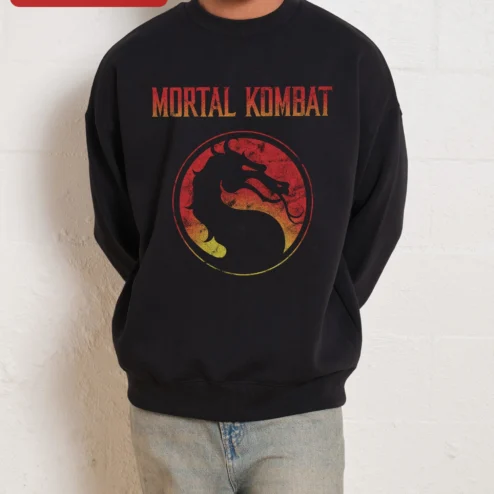 Mortal Kombat Dragon Logo Vintage Distressed Sweatshirt Retro Gaming Merch Gift for Men Women
