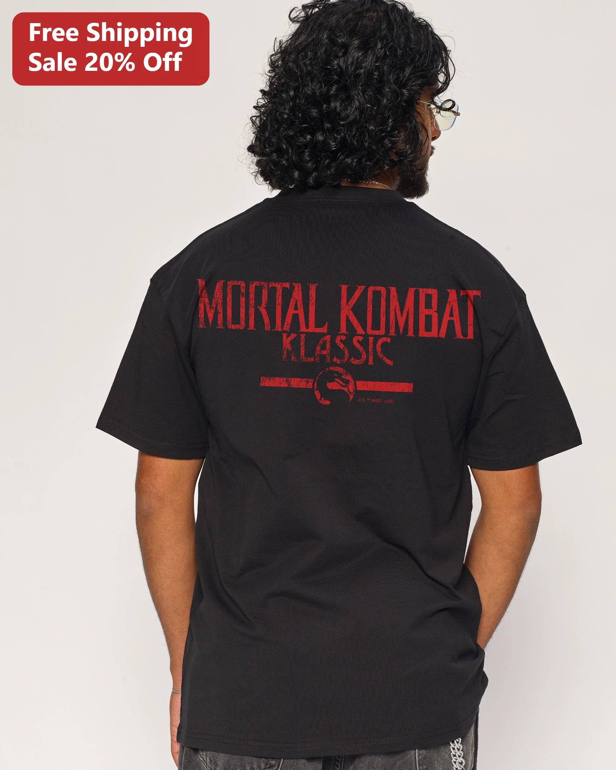 Mortal Kombat Klassic Logo Tee Vintage Retro Gaming Shirt Black Distressed Dragon Graphic