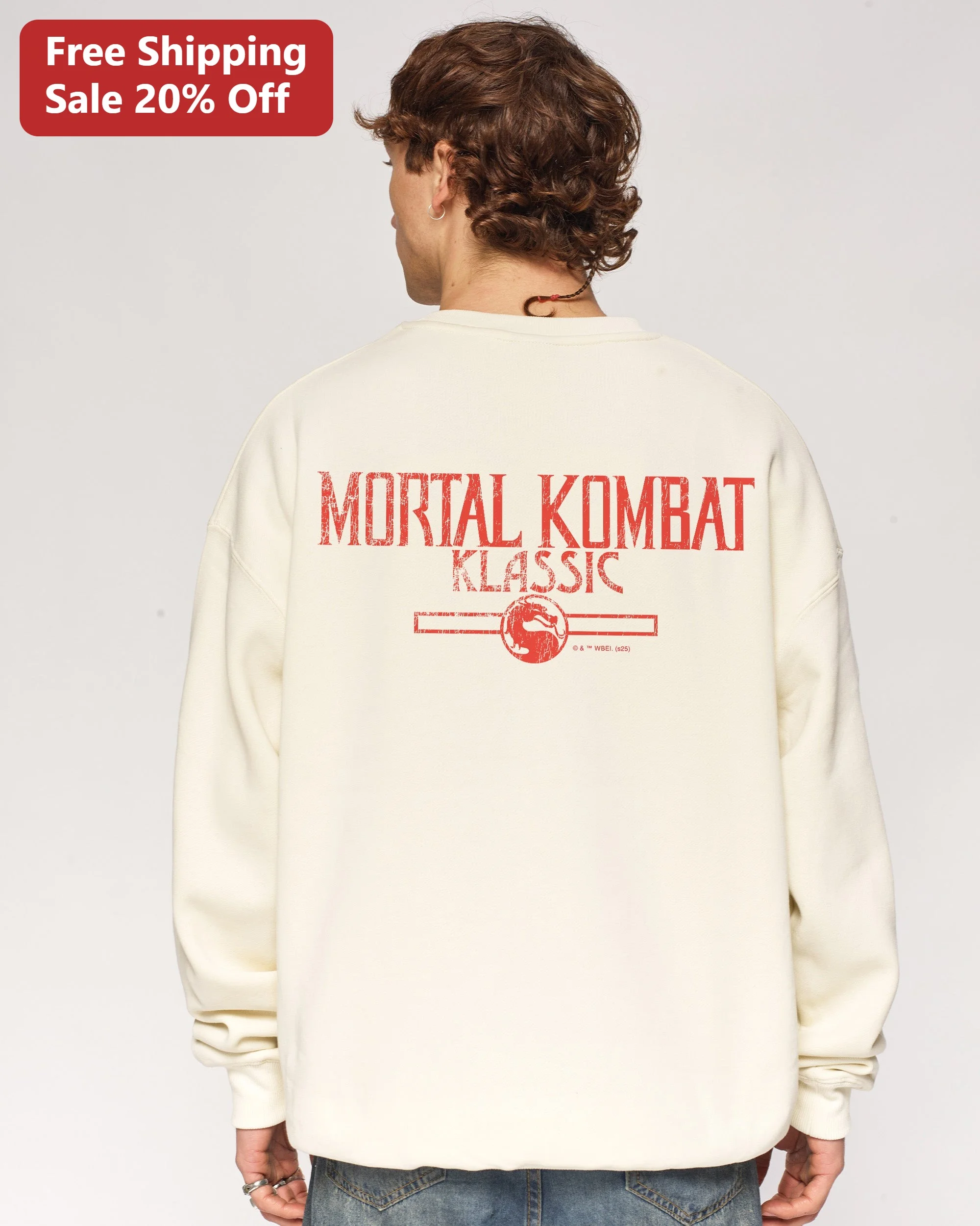 Mortal Kombat Klassic Retro Dragon Logo Sweatshirt Vintage Distressed Gamer Gift Crewneck