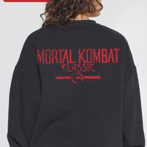 Mortal Kombat Klassic Sweatshirt Retro Gaming Merch Distressed Red Logo Crewneck Gift for Gamers