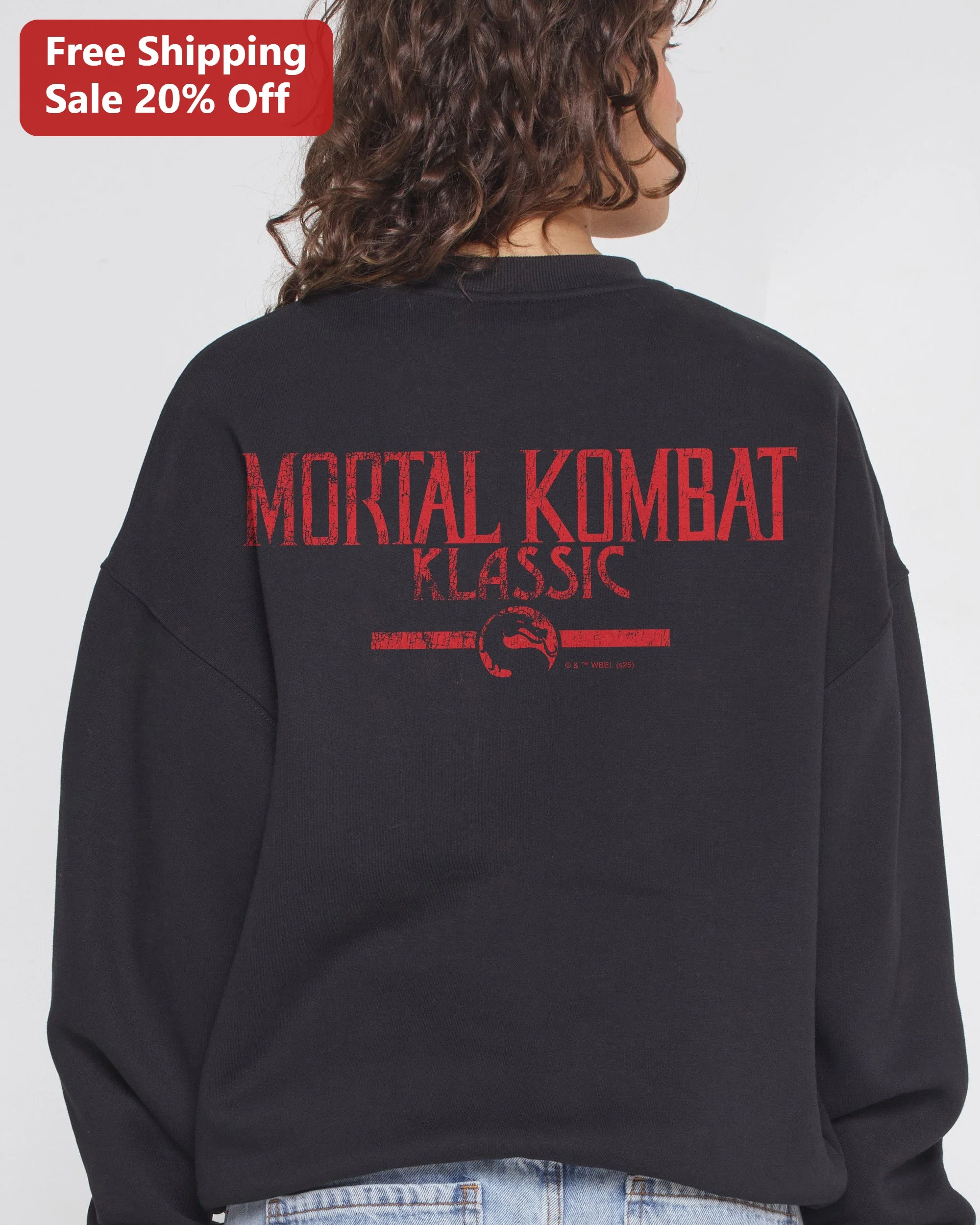 Mortal Kombat Klassic Sweatshirt Retro Gaming Merch Distressed Red Logo Crewneck Gift for Gamers