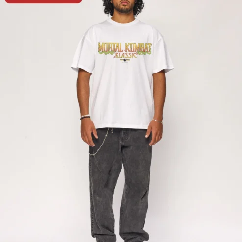 Mortal Kombat Klassic Vintage Logo Graphic Tee Retro Gaming Streetwear Shirt