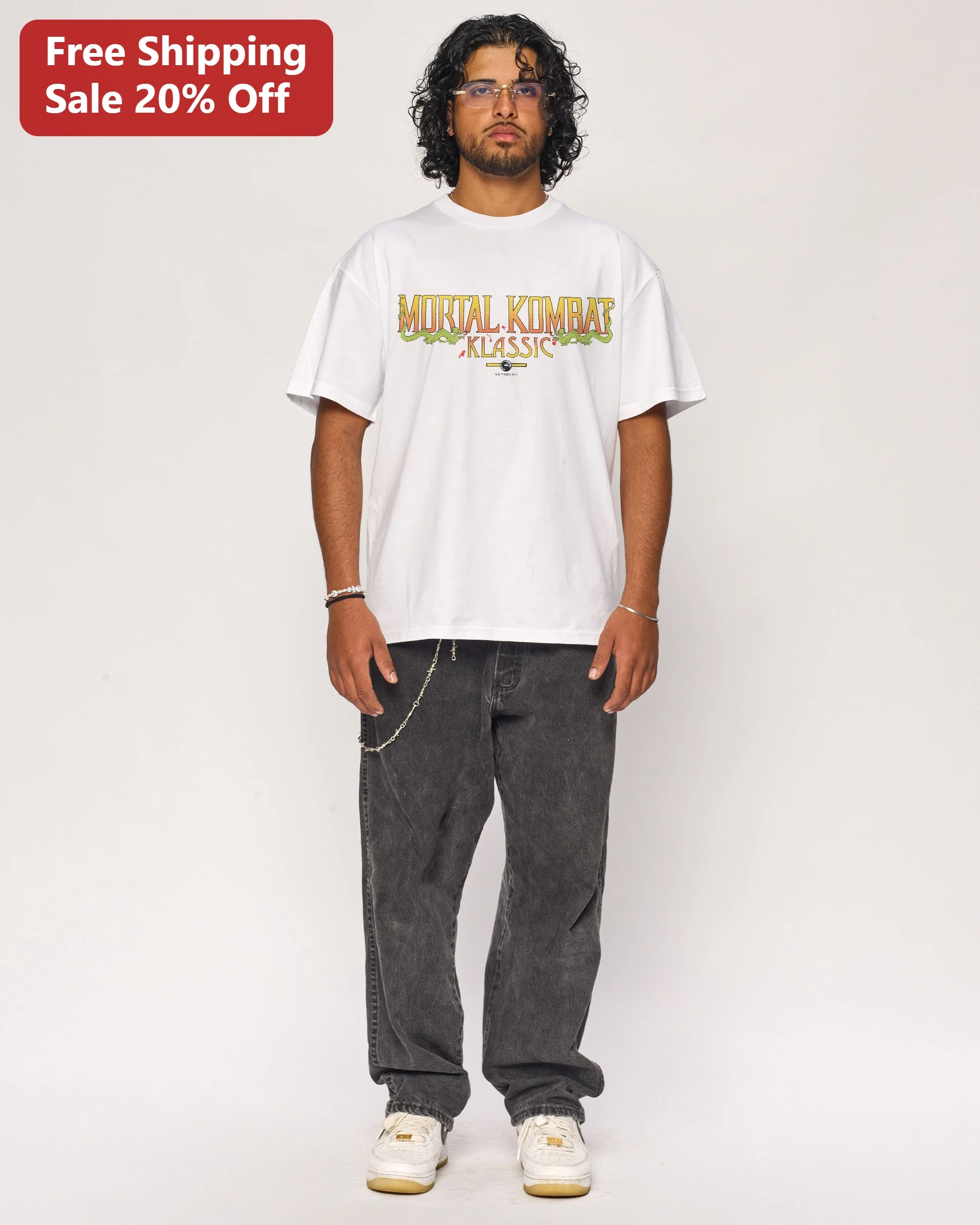 Mortal Kombat Klassic Vintage Logo Graphic Tee Retro Gaming Streetwear Shirt