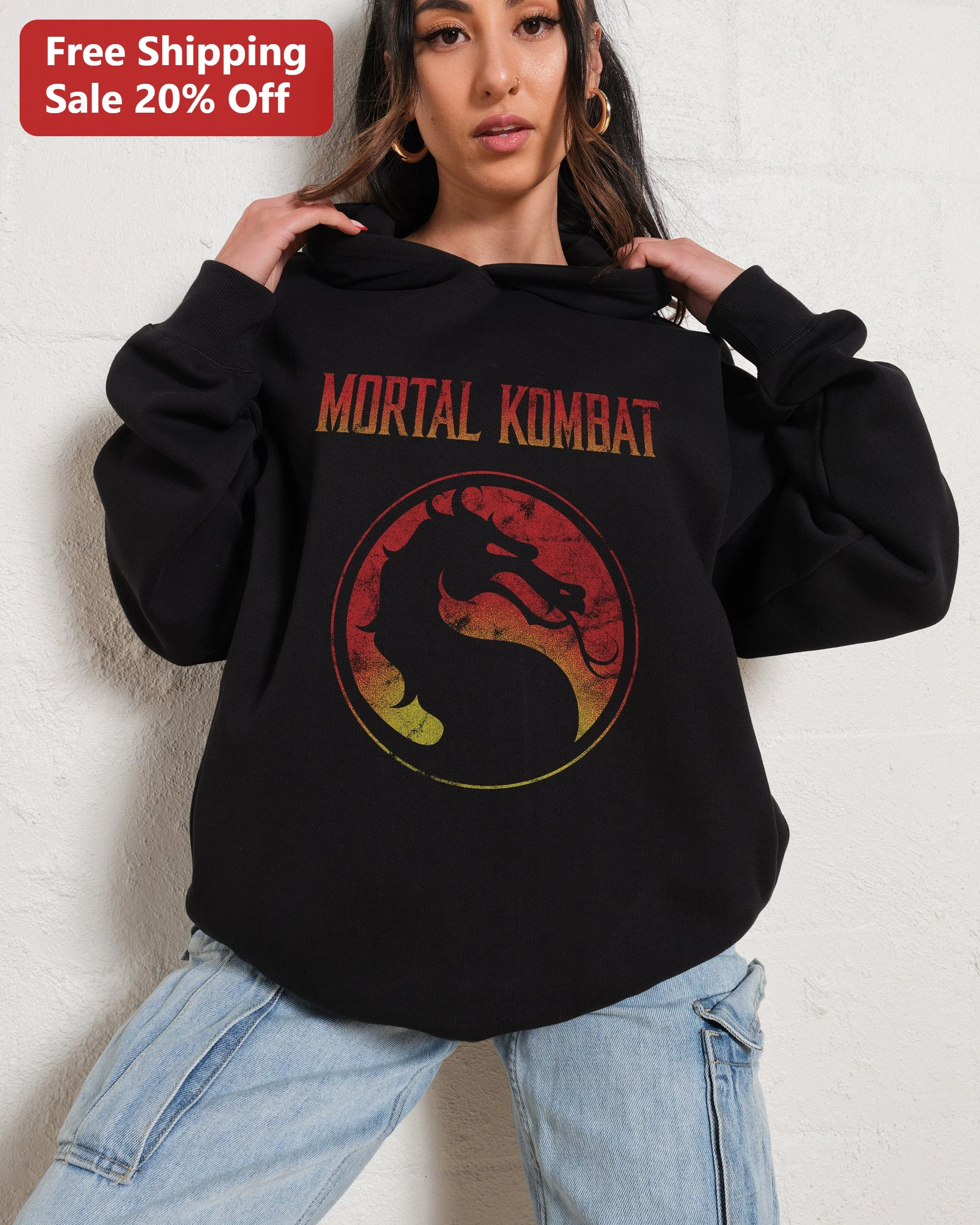 Mortal Kombat Logo Hoodie Retro Gaming Merchandise Gift for Gamers