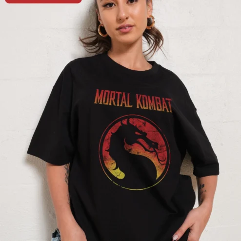 Mortal Kombat Vintage Distressed Logo Graphic Tee Retro Gaming Merch Gift for Men Women