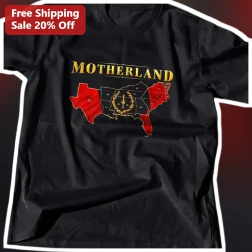MOTHERLAND Tee USA Map Graphic Shirt Patriotic Design