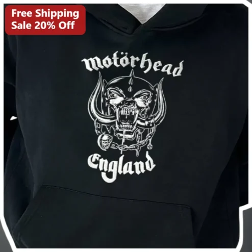 Motörhead England Hoodie Warhog Graphic Pullover Heavy Metal Band Merch