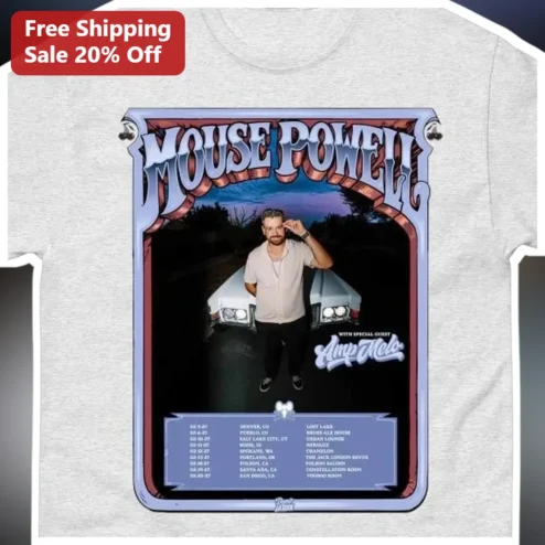 Mouse Powell With Special Guest Amp Melo Vintage Concert Tour Poster Graphic Tee